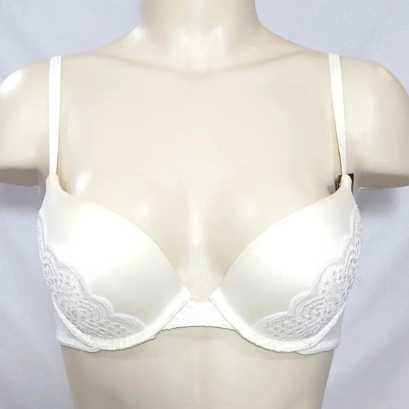 32C Maidenform Lacy Demi Coverage Push-Up UW Bra Ivory NWT - Picture 1 of 7